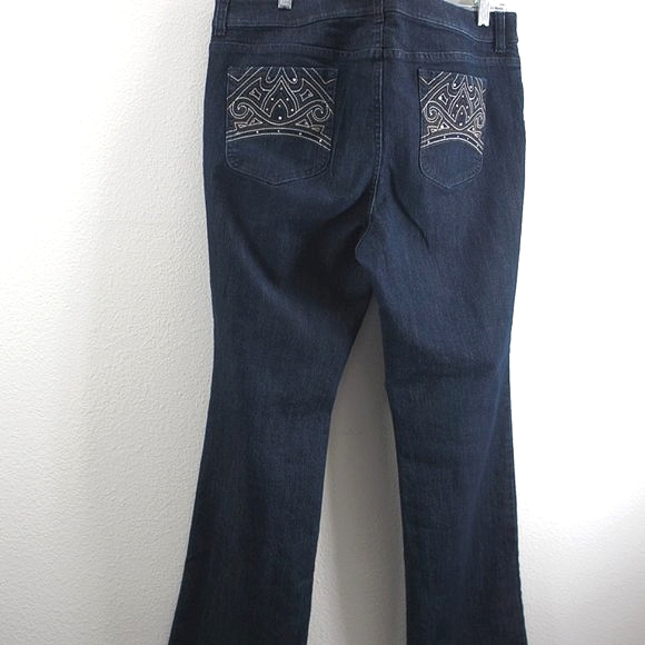 Chico's Pants - Chicos embroidered jeweled back pocket denim trousers jeans size 3